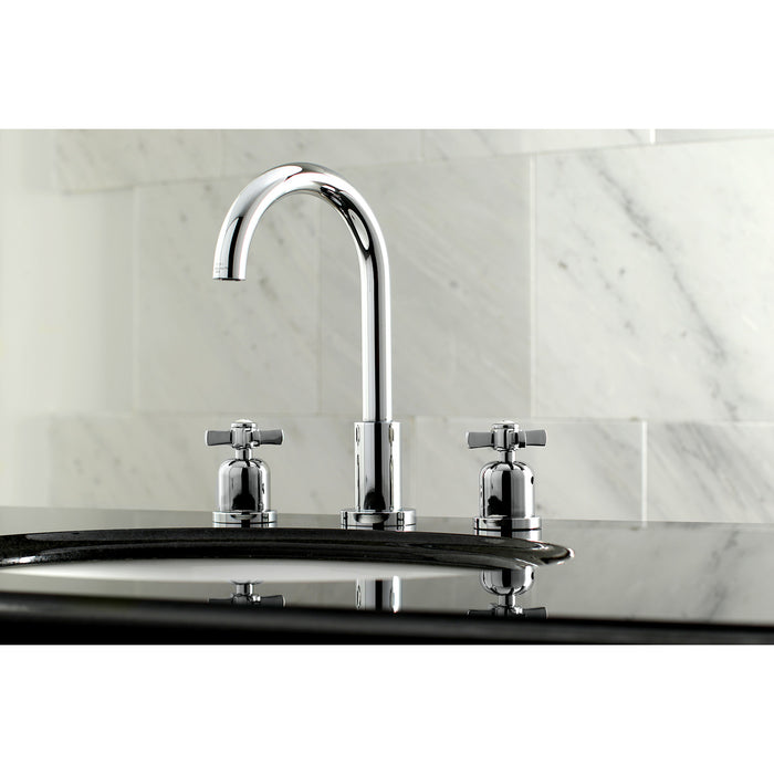 Kingston Sona FSC8921ZX - Millennium Two-Handle 3-Hole Deck Mount Widespread Bathroom Faucet with Brass Pop-Up, Polished Chrome