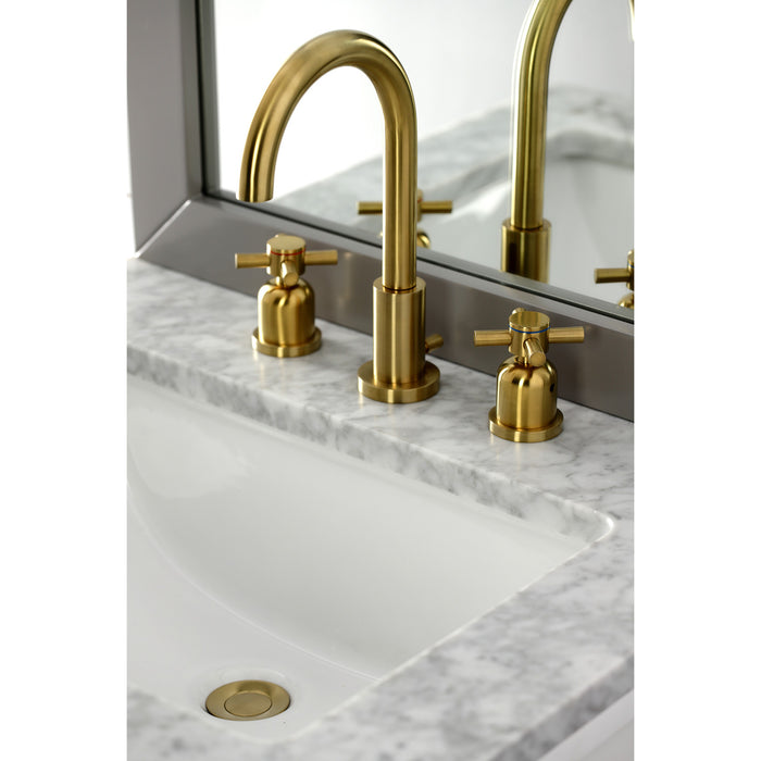 Kingston Sona FSC8923DX - Concord Two-Handle 3-Hole Deck Mount Widespread Bathroom Faucet with Brass Pop-Up, Brushed Brass