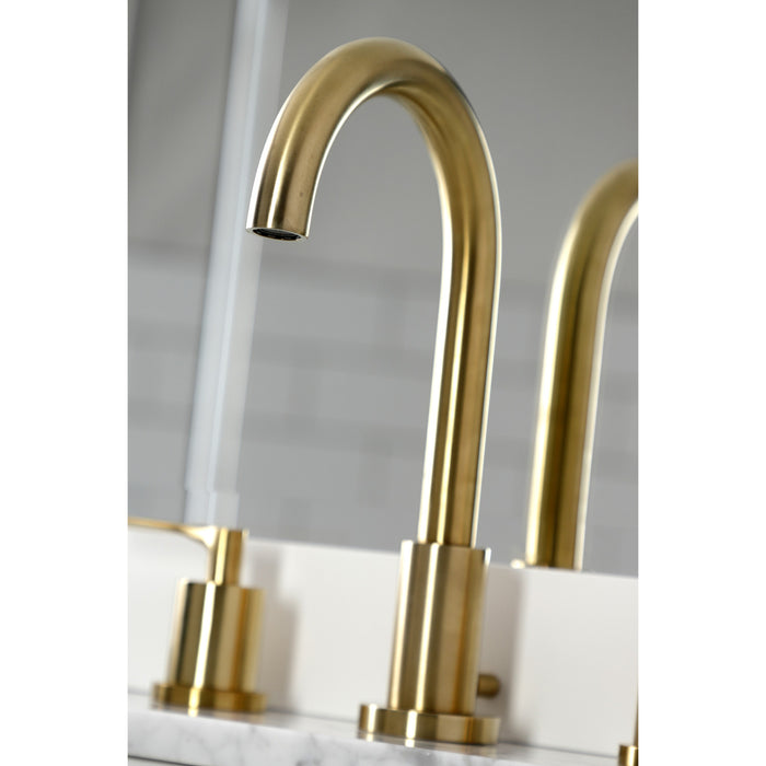 Serena FSC8923SVL Two-Handle 3-Hole Deck Mount Widespread Bathroom Faucet with Pop-Up Drain, Brushed Brass
