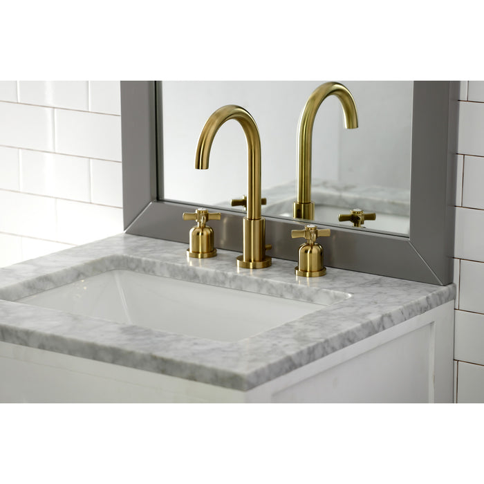 Kingston Sona FSC8923ZX - Millennium Two-Handle 3-Hole Deck Mount Widespread Bathroom Faucet with Brass Pop-Up, Brushed Brass
