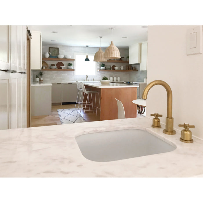 Kingston Sona FSC8923ZX - Millennium Two-Handle 3-Hole Deck Mount Widespread Bathroom Faucet with Brass Pop-Up, Brushed Brass