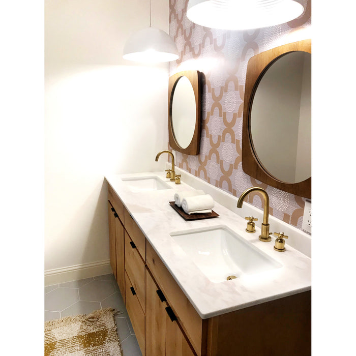 Kingston Sona FSC8923ZX - Millennium Two-Handle 3-Hole Deck Mount Widespread Bathroom Faucet with Brass Pop-Up, Brushed Brass