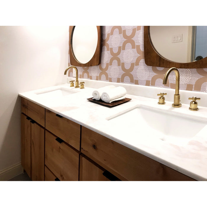 Kingston Sona FSC8923ZX - Millennium Two-Handle 3-Hole Deck Mount Widespread Bathroom Faucet with Brass Pop-Up, Brushed Brass
