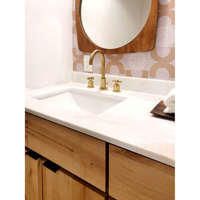Kingston Sona FSC8923ZX - Millennium Two-Handle 3-Hole Deck Mount Widespread Bathroom Faucet with Brass Pop-Up, Brushed Brass