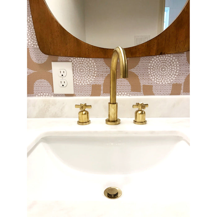 Kingston Sona FSC8923ZX - Millennium Two-Handle 3-Hole Deck Mount Widespread Bathroom Faucet with Brass Pop-Up, Brushed Brass