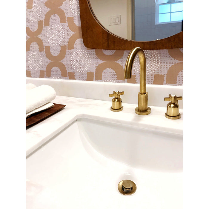 Kingston Sona FSC8923ZX - Millennium Two-Handle 3-Hole Deck Mount Widespread Bathroom Faucet with Brass Pop-Up, Brushed Brass