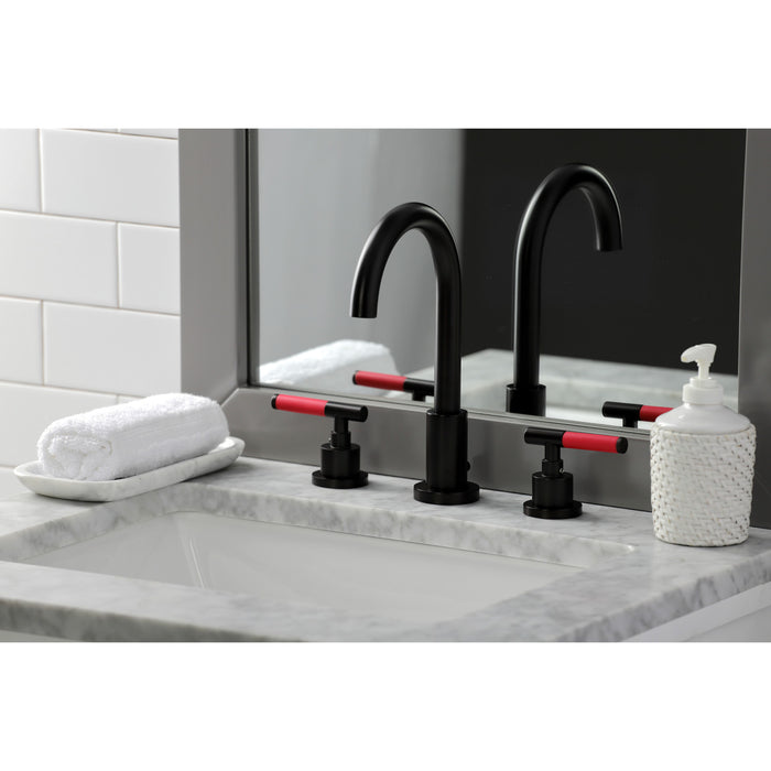 Kingston Sona FSC8925CKL - Kaiser Two-Handle 3-Hole Deck Mount Widespread Bathroom Faucet with Brass Pop-Up, Oil Rubbed Bronze
