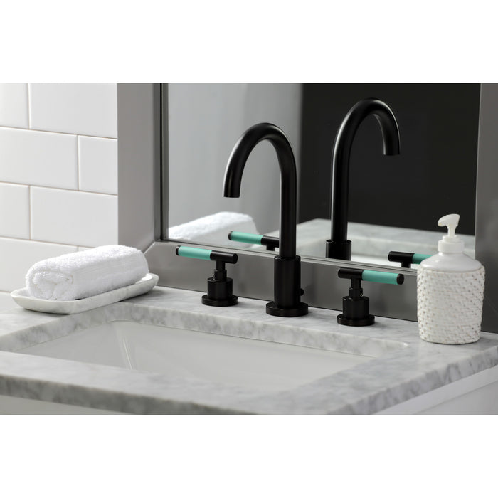 Kingston Sona FSC8925CKL - Kaiser Two-Handle 3-Hole Deck Mount Widespread Bathroom Faucet with Brass Pop-Up, Oil Rubbed Bronze