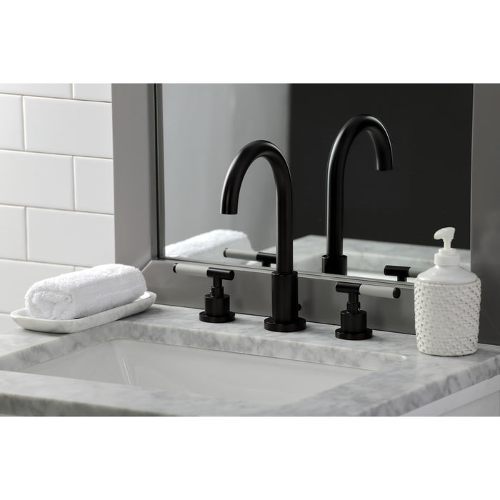 Kingston Sona FSC8925CKL - Kaiser Two-Handle 3-Hole Deck Mount Widespread Bathroom Faucet with Brass Pop-Up, Oil Rubbed Bronze