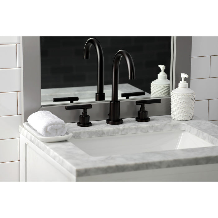 Kingston Sona FSC8925CKL - Kaiser Two-Handle 3-Hole Deck Mount Widespread Bathroom Faucet with Brass Pop-Up, Oil Rubbed Bronze