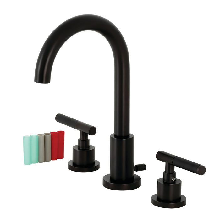 Kingston Sona FSC8925CKL - Kaiser Two-Handle 3-Hole Deck Mount Widespread Bathroom Faucet with Brass Pop-Up, Oil Rubbed Bronze