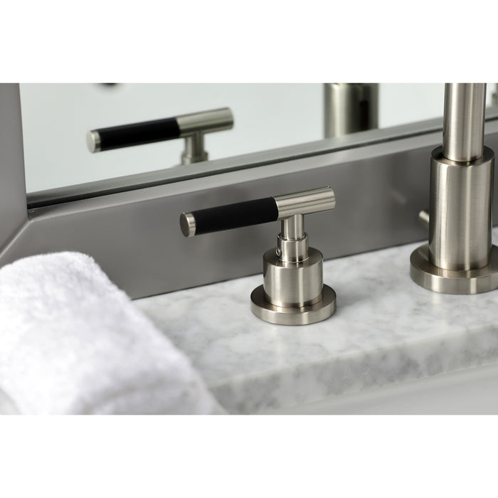Kingston Sona FSC8928CKL - Kaiser Two-Handle 3-Hole Deck Mount Widespread Bathroom Faucet with Brass Pop-Up, Brushed Nickel