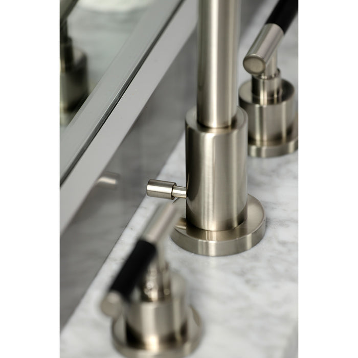 Kingston Sona FSC8928CKL - Kaiser Two-Handle 3-Hole Deck Mount Widespread Bathroom Faucet with Brass Pop-Up, Brushed Nickel