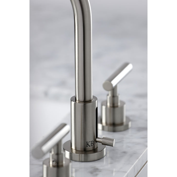 Kingston Sona FSC8928CML - Manhattan Two-Handle 3-Hole Deck Mount Widespread Bathroom Faucet with Brass Pop-Up, Brushed Nickel