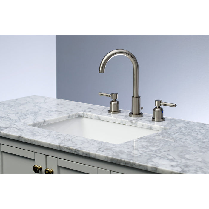 Kingston Sona FSC8928DL - Concord Two-Handle 3-Hole Deck Mount Widespread Bathroom Faucet with Brass Pop-Up, Brushed Nickel