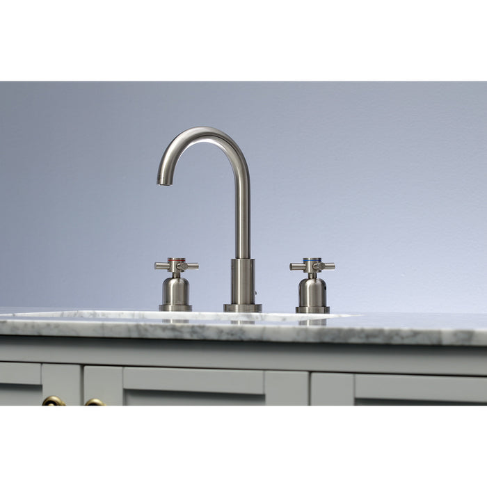 Kingston Sona FSC8928DX - Concord Two-Handle 3-Hole Deck Mount Widespread Bathroom Faucet with Brass Pop-Up, Brushed Nickel