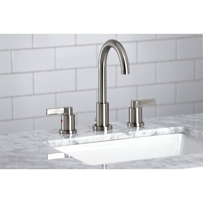 Kingston Sona FSC8928NDL - NuvoFusion Two-Handle 3-Hole Deck Mount Widespread Bathroom Faucet with Brass Pop-Up, Brushed Nickel