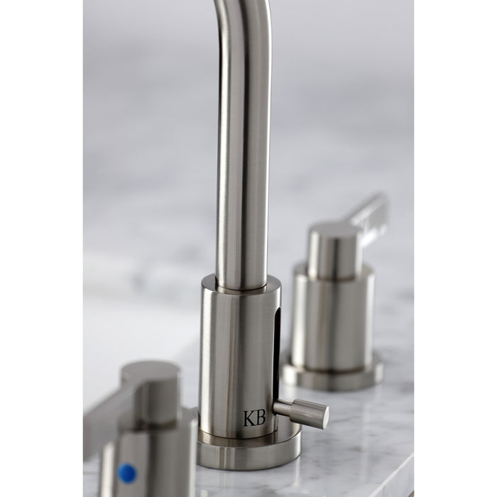 Kingston Sona FSC8928NDL - NuvoFusion Two-Handle 3-Hole Deck Mount Widespread Bathroom Faucet with Brass Pop-Up, Brushed Nickel