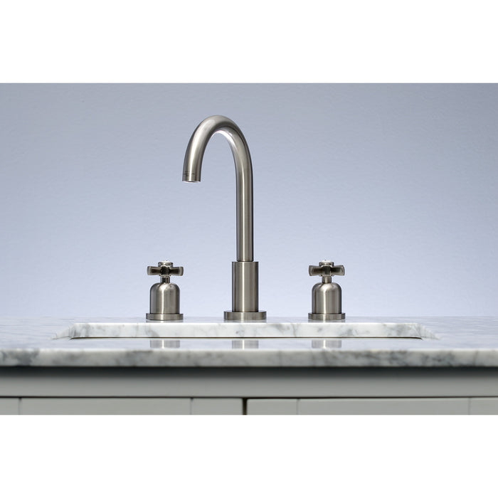 Kingston Sona FSC8928ZX - Millennium Two-Handle 3-Hole Deck Mount Widespread Bathroom Faucet with Brass Pop-Up, Brushed Nickel