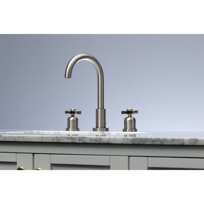 Kingston Sona FSC8928ZX - Millennium Two-Handle 3-Hole Deck Mount Widespread Bathroom Faucet with Brass Pop-Up, Brushed Nickel