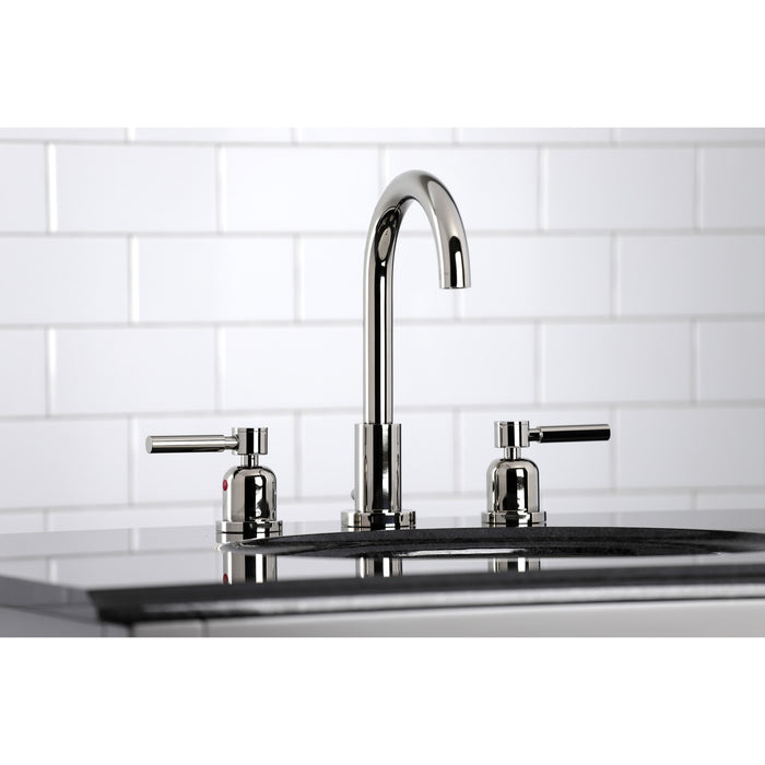 Kingston Sona FSC8929DL - Concord Two-Handle 3-Hole Deck Mount Widespread Bathroom Faucet with Brass Pop-Up, Polished Nickel