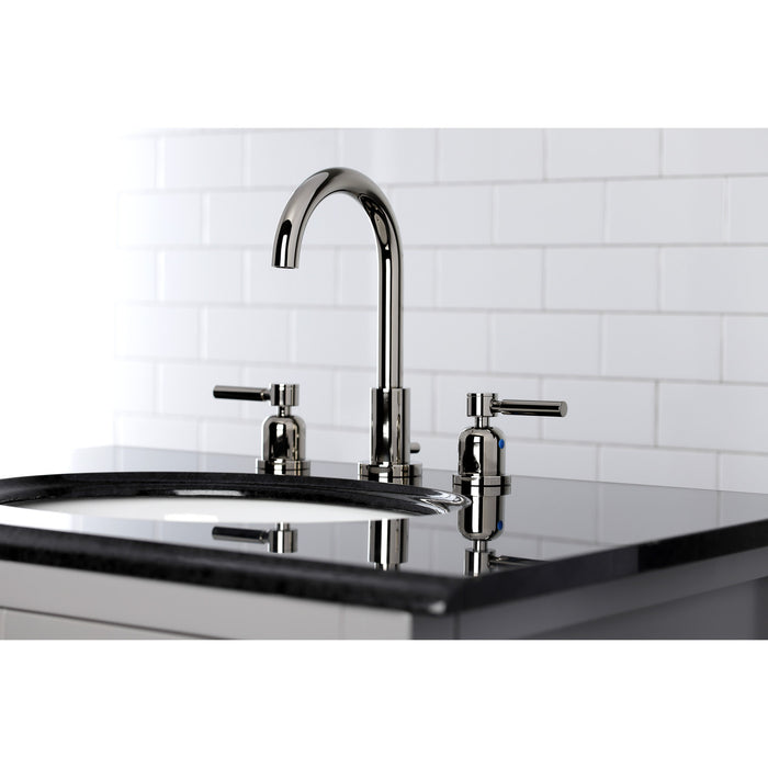 Kingston Sona FSC8929DL - Concord Two-Handle 3-Hole Deck Mount Widespread Bathroom Faucet with Brass Pop-Up, Polished Nickel