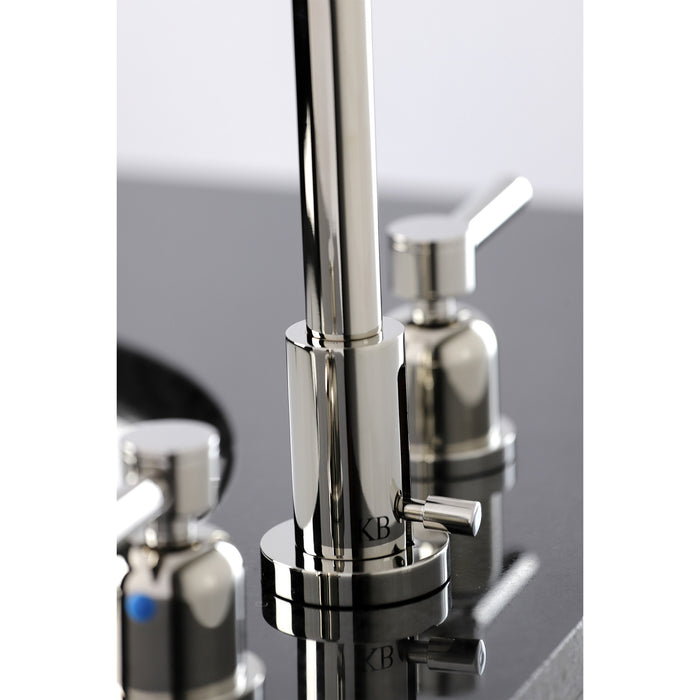 Kingston Sona FSC8929DL - Concord Two-Handle 3-Hole Deck Mount Widespread Bathroom Faucet with Brass Pop-Up, Polished Nickel