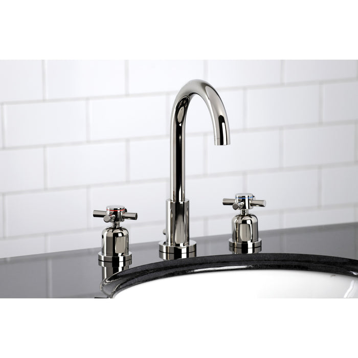 Kingston Sona FSC8929DX - Concord Two-Handle 3-Hole Deck Mount Widespread Bathroom Faucet with Brass Pop-Up, Polished Nickel