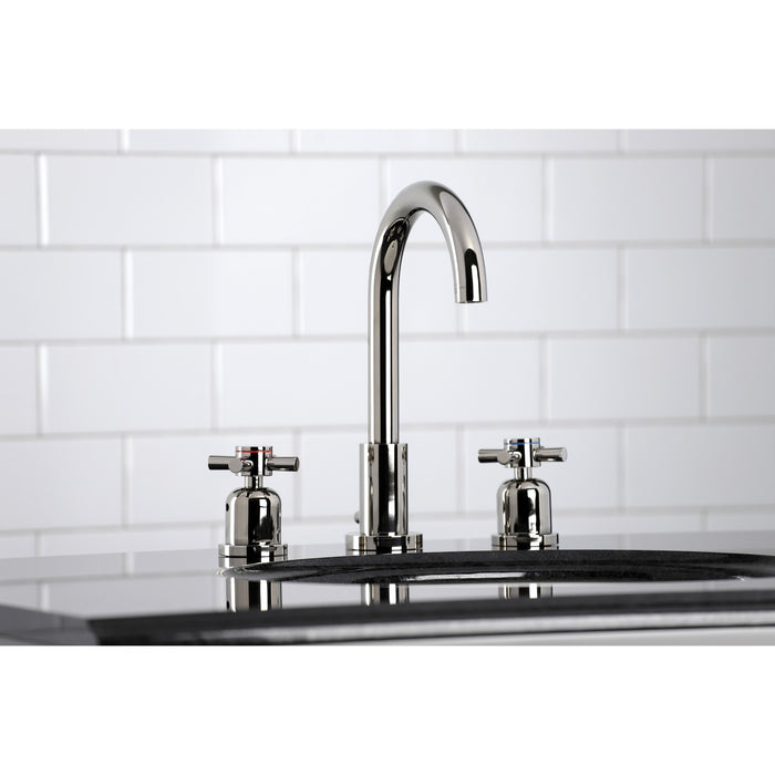 Kingston Sona FSC8929DX - Concord Two-Handle 3-Hole Deck Mount Widespread Bathroom Faucet with Brass Pop-Up, Polished Nickel