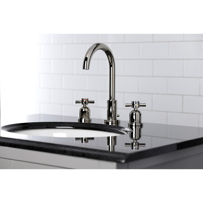 Kingston Sona FSC8929DX - Concord Two-Handle 3-Hole Deck Mount Widespread Bathroom Faucet with Brass Pop-Up, Polished Nickel