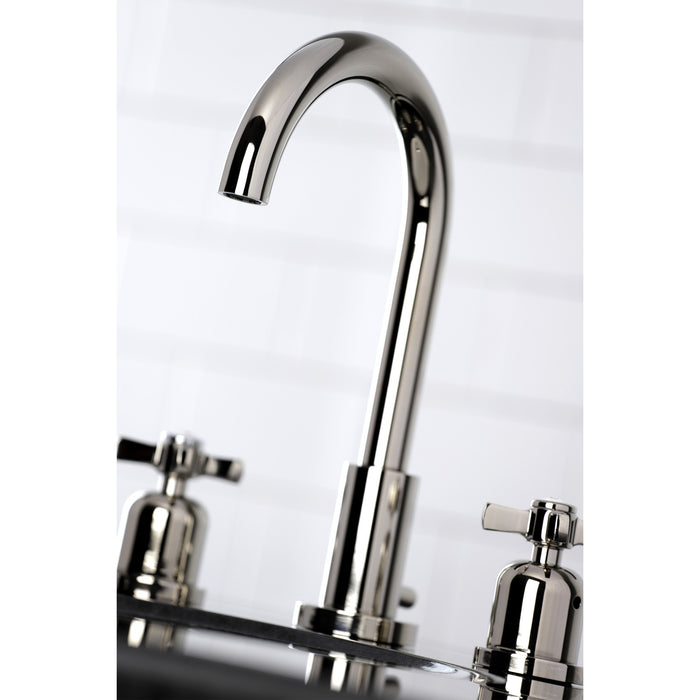 Kingston Sona FSC8929ZX - Millennium Two-Handle 3-Hole Deck Mount Widespread Bathroom Faucet with Brass Pop-Up, Polished Nickel