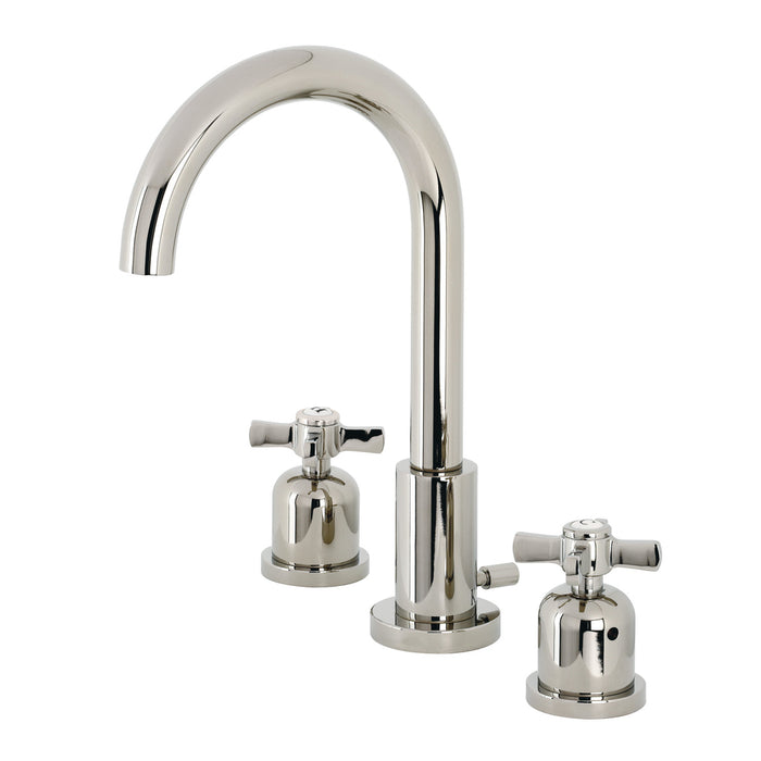 Kingston Sona FSC8929ZX - Millennium Two-Handle 3-Hole Deck Mount Widespread Bathroom Faucet with Brass Pop-Up, Polished Nickel