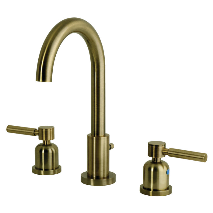 Kingston Concord FSC892DLAB Two-Handle 3-Hole Deck Mount Widespread Bathroom Faucet with Brass Pop-Up, Antique Brass