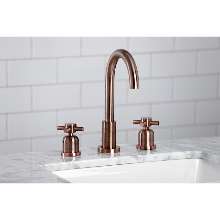 Kingston Sona FSC892DXAC - Concord Two-Handle 3-Hole Deck Mount Widespread Bathroom Faucet with Brass Pop-Up, Antique Copper