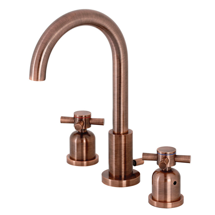 Kingston Sona FSC892DXAC - Concord Two-Handle 3-Hole Deck Mount Widespread Bathroom Faucet with Brass Pop-Up, Antique Copper