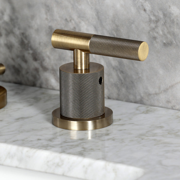 Convergent FSC892KNLAB Two-Handle 3-Hole Deck Mount Widespread Bathroom Faucet with Knurled Handle and Brass Pop-Up, Antique Brass