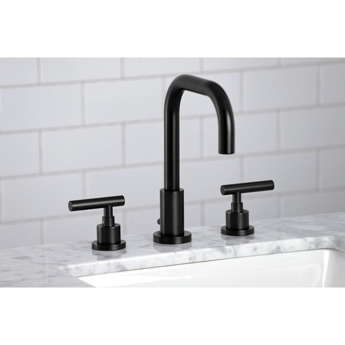 Kingston Sona FSC8930CML - Manhattan Two-Handle 3-Hole Deck Mount Widespread Bathroom Faucet with Brass Pop-Up, Matte Black