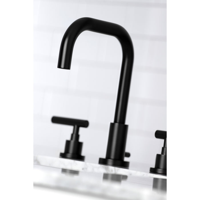 Kingston Sona FSC8930CML - Manhattan Two-Handle 3-Hole Deck Mount Widespread Bathroom Faucet with Brass Pop-Up, Matte Black
