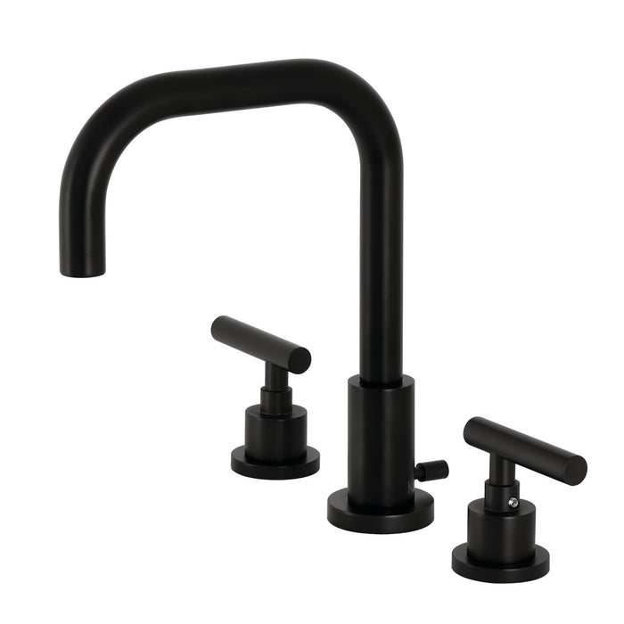 Kingston Sona FSC8930CML - Manhattan Two-Handle 3-Hole Deck Mount Widespread Bathroom Faucet with Brass Pop-Up, Matte Black