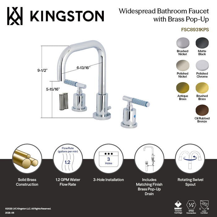 Kingston Sona FSC8930KPS - Verona Widespread Bathroom Faucet with Brass Pop-Up, Matte Black