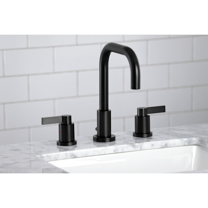 Kingston Sona FSC8930NDL - NuvoFusion Two-Handle 3-Hole Deck Mount Widespread Bathroom Faucet with Brass Pop-Up, Matte Black