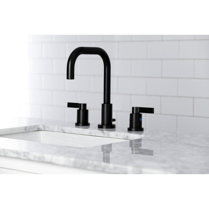 Kingston Sona FSC8930NDL - NuvoFusion Two-Handle 3-Hole Deck Mount Widespread Bathroom Faucet with Brass Pop-Up, Matte Black