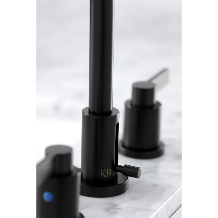 Kingston Sona FSC8930NDL - NuvoFusion Two-Handle 3-Hole Deck Mount Widespread Bathroom Faucet with Brass Pop-Up, Matte Black