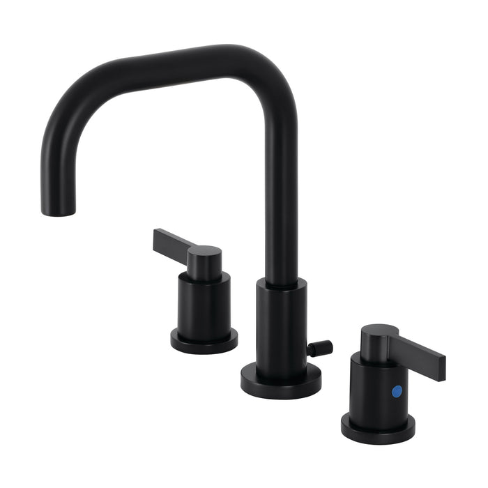 Kingston Sona FSC8930NDL - NuvoFusion Two-Handle 3-Hole Deck Mount Widespread Bathroom Faucet with Brass Pop-Up, Matte Black