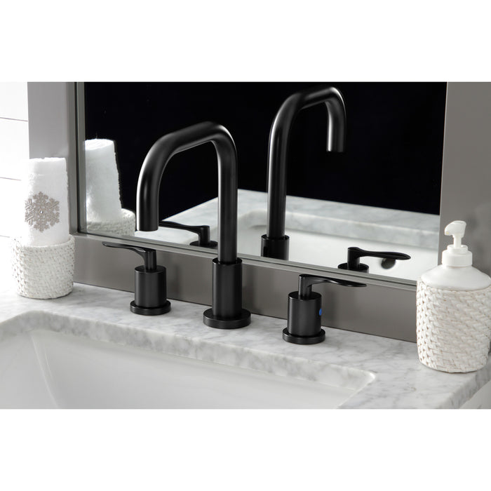 Serena FSC8930SVL Two-Handle 3-Hole Deck Mount Widespread Bathroom Faucet with Pop-Up Drain, Matte Black