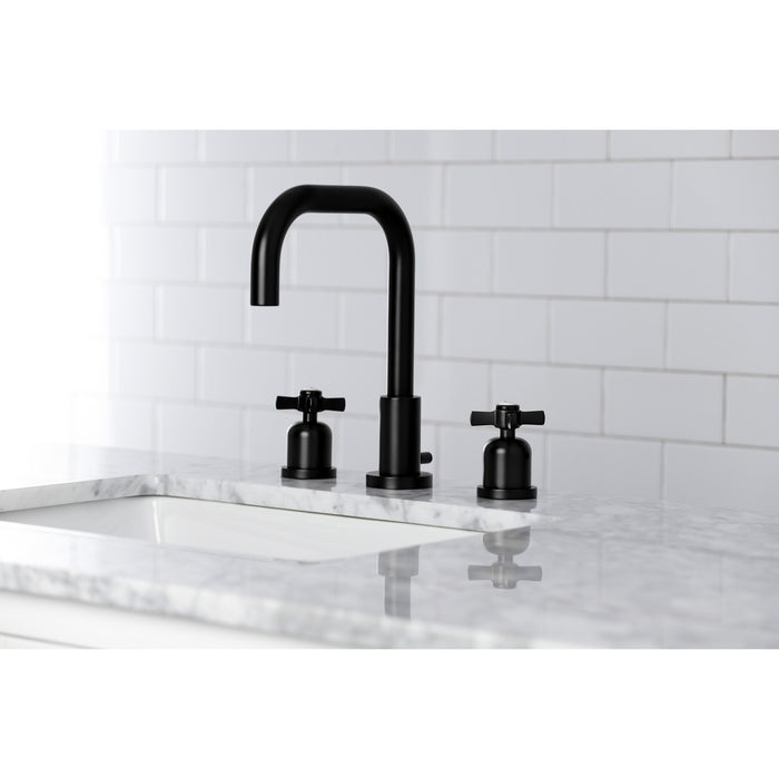 Kingston Sona FSC8930ZX - Millennium Two-Handle 3-Hole Deck Mount Widespread Bathroom Faucet with Brass Pop-Up, Matte Black