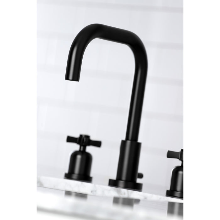 Kingston Sona FSC8930ZX - Millennium Two-Handle 3-Hole Deck Mount Widespread Bathroom Faucet with Brass Pop-Up, Matte Black