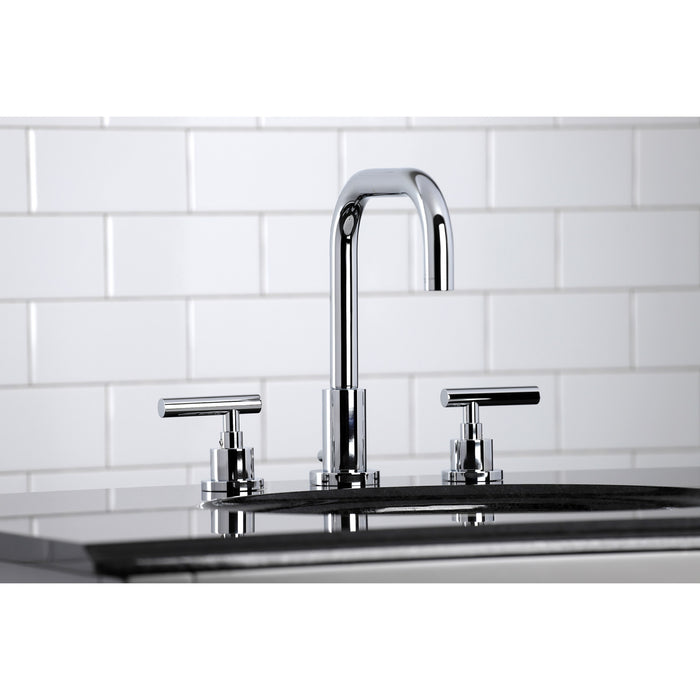 Kingston Sona FSC8931CML - Manhattan Two-Handle 3-Hole Deck Mount Widespread Bathroom Faucet with Brass Pop-Up, Polished Chrome