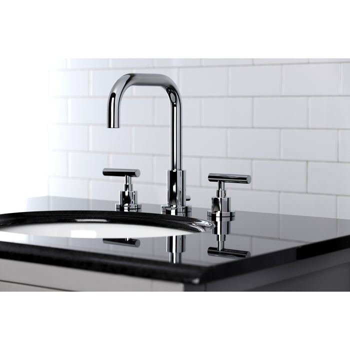 Kingston Sona FSC8931CML - Manhattan Two-Handle 3-Hole Deck Mount Widespread Bathroom Faucet with Brass Pop-Up, Polished Chrome