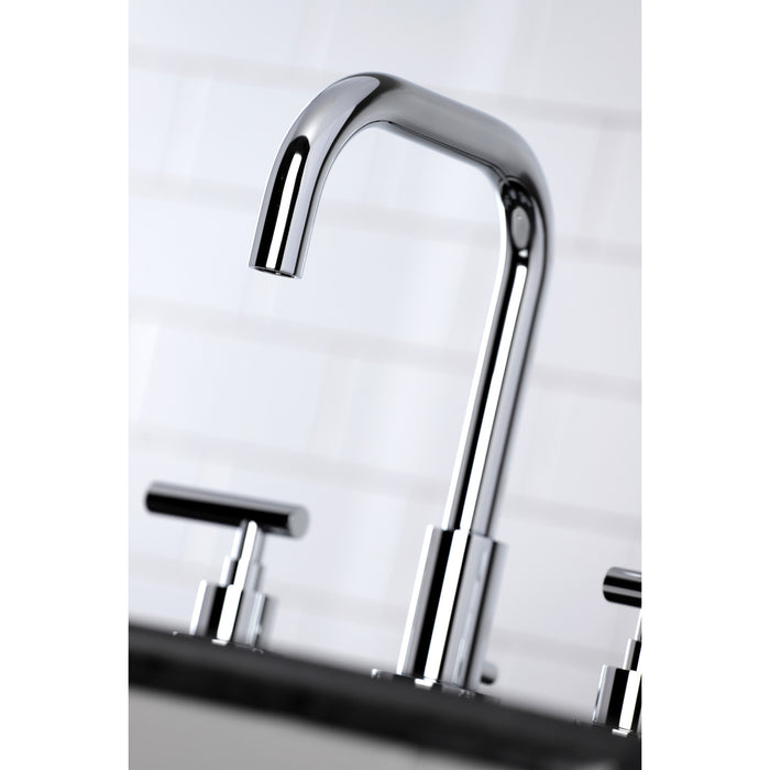 Kingston Sona FSC8931CML - Manhattan Two-Handle 3-Hole Deck Mount Widespread Bathroom Faucet with Brass Pop-Up, Polished Chrome